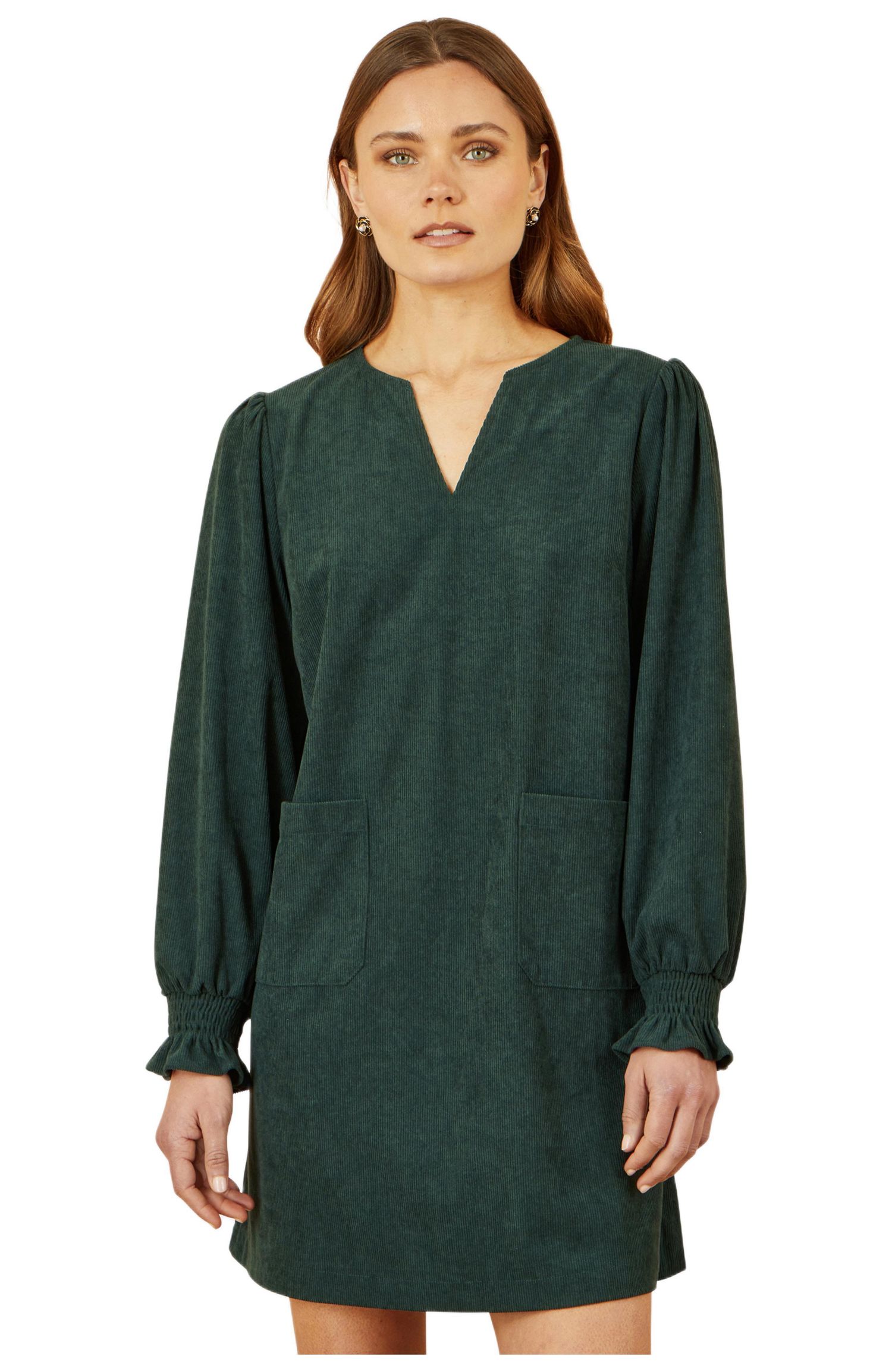 Women's Long Sleeve V-Neck Mini Dress