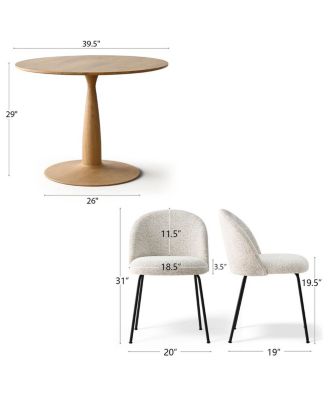 5-Piece Round Dining Table Set, 39.5'' MDF Wood Top with Metal Base and Upholstered Chairs for Small Spaces-Maison Boucle