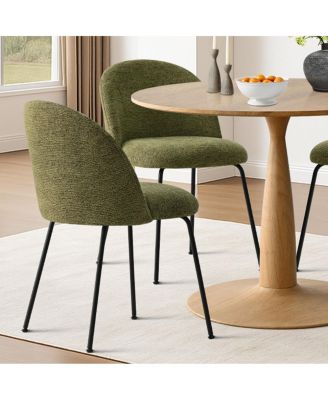 5-Piece Round Dining Table Set, 39.5'' MDF Wood Top with Metal Base and Upholstered Chairs for Small Spaces-Maison Boucle