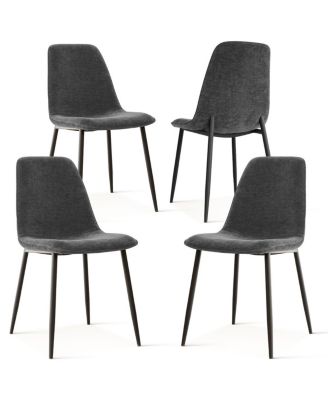 5-Piece Dining Table Set with 59'' MDF Table, Rectangular Wood-Look Top and Black Metal Legs with 4 Upholstered Chairs-Maison Boucle