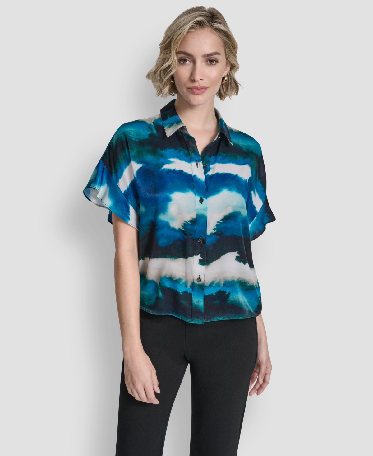 Dkny Women's Short-Sleeve Button-Front Shirt