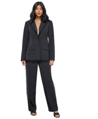 Women's Oversized Lace Frill Trim Blazer