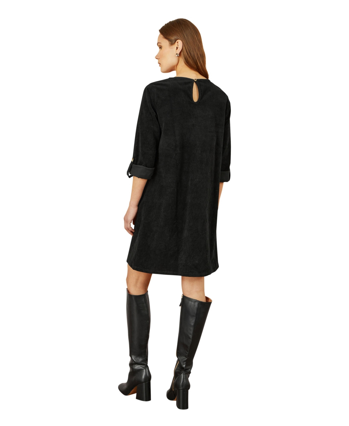 Yumi Women's Cord Tunic Dress With Pockets