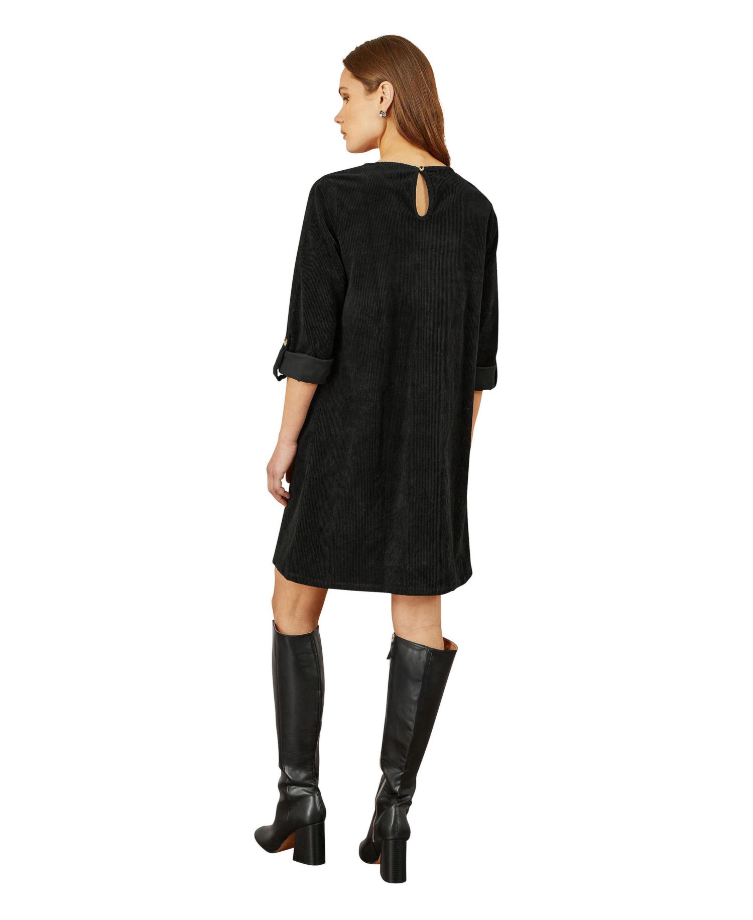 Women's Cord Tunic Dress With Pockets