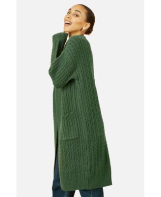 Women's Cable Knit Long Sleeve Long Cardigan