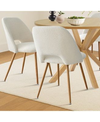 5-Piece Round Dining Table Set, Wood-Look Table with Metal Base and 4 Upholstered Chairs for Kitchen or Small Dining Room-Maison Boucle