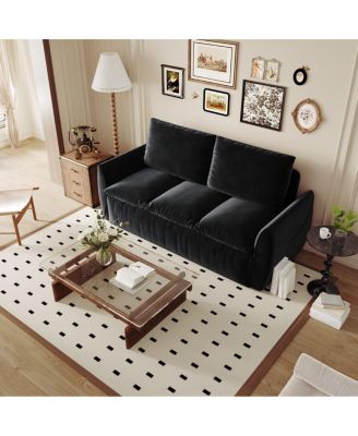 70.9" Pull Out Sofa Bed, 3-Seat Velvet Convertible Sleeper Couch with 2-in-1 Pillow Blanket Set for Living Room or Guest Room