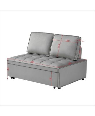 Modern Velvet Pull-Out Loveseat Sleeper, Tufted Convertible Sofa Bed with Removable Back Cushions for Small Apartments