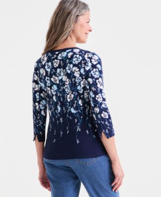 Women's Pima Cotton 3/4-Sleeve Boat-neck Top, Macy's Exclusive