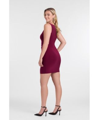 Women's S3 Sculpting Shapewear Shirred Boat Neck Solid Mini Dress