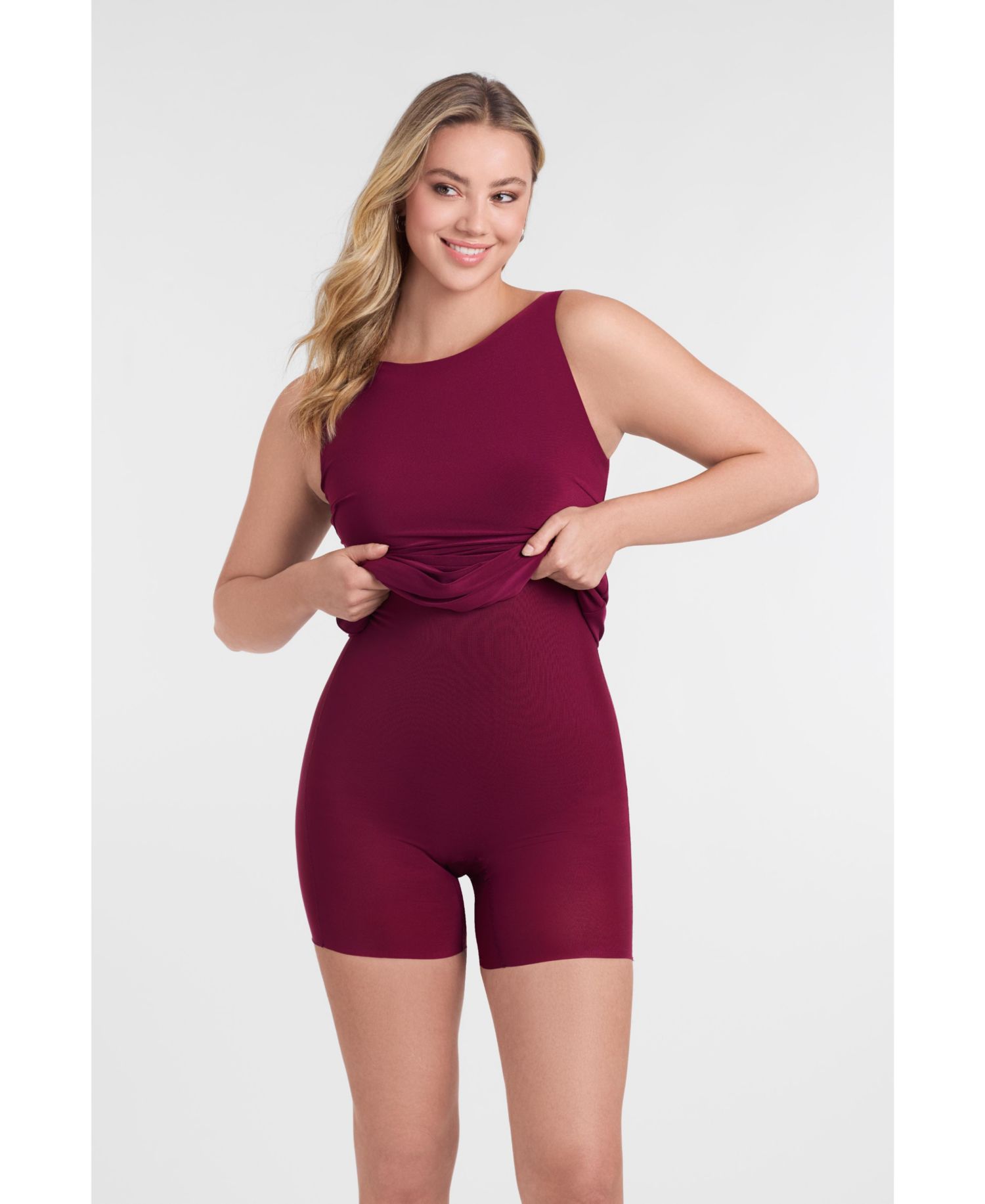 Women's Sculpting Shapewear Shirred V-Neck Long Sleeve Solid Maxi Dress