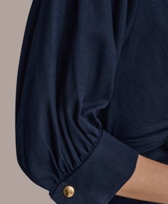 Women's Collared 3/4-Sleeve Midi Dress