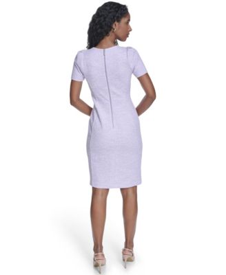 Women's Tweed Short-sleeve Sheath Mini Dress