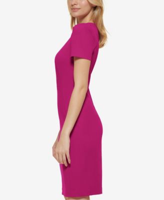Women's Short-Sleeve Scuba Sheath Dress