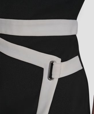 Women's Short-Sleeve Jewel Neck Scuba Crepe Dress