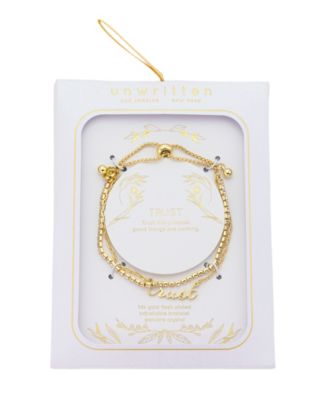 "Trust" Link Chain and Crystal Double Strand Bolo Bracelet