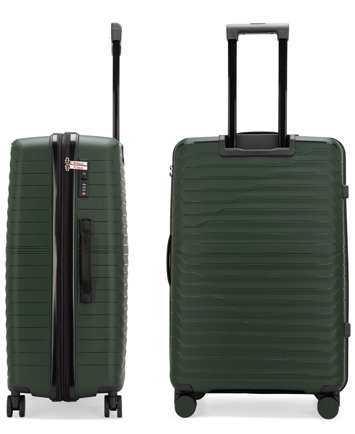 Bobcat Excavator 3 Piece Expandable Spinner Luggage Set With Tsa Lock In Green