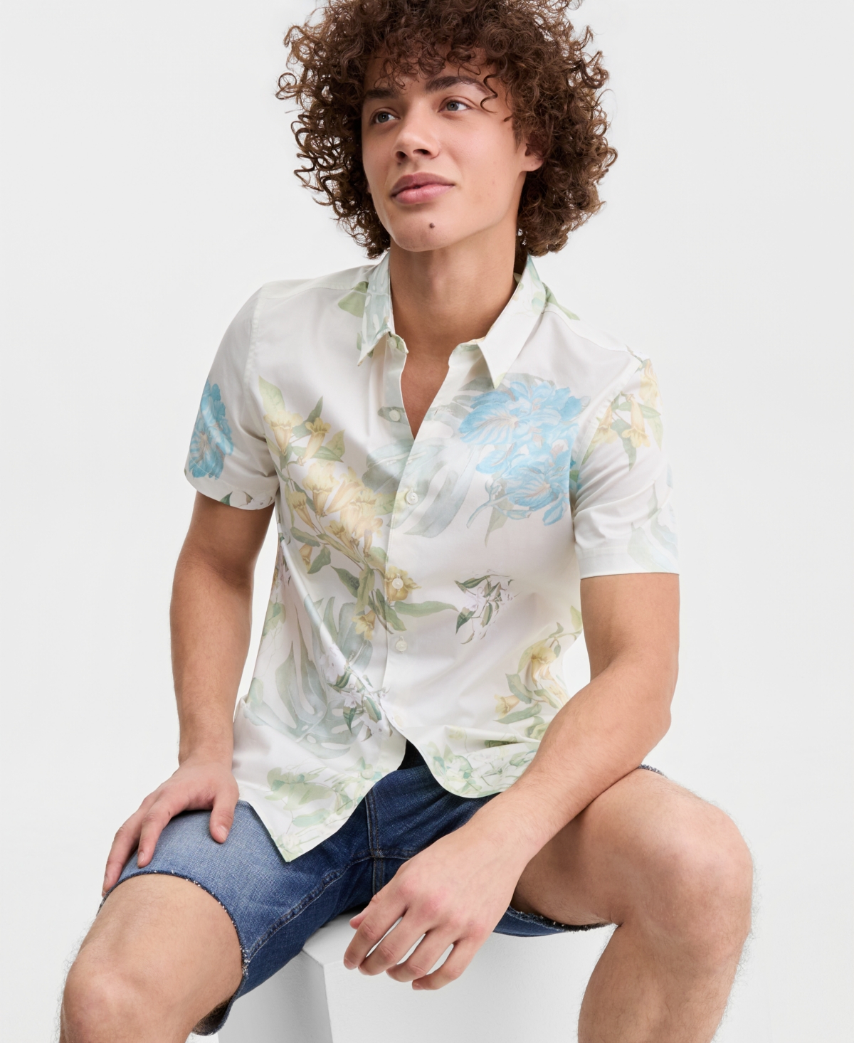 Guess Men's Luxe Floral Woven Shirt