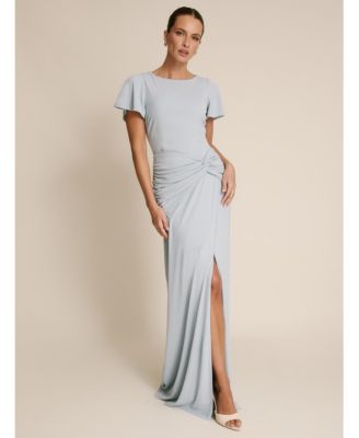 Women's Knot Panel Flutter Sleeve Stretch Dresses