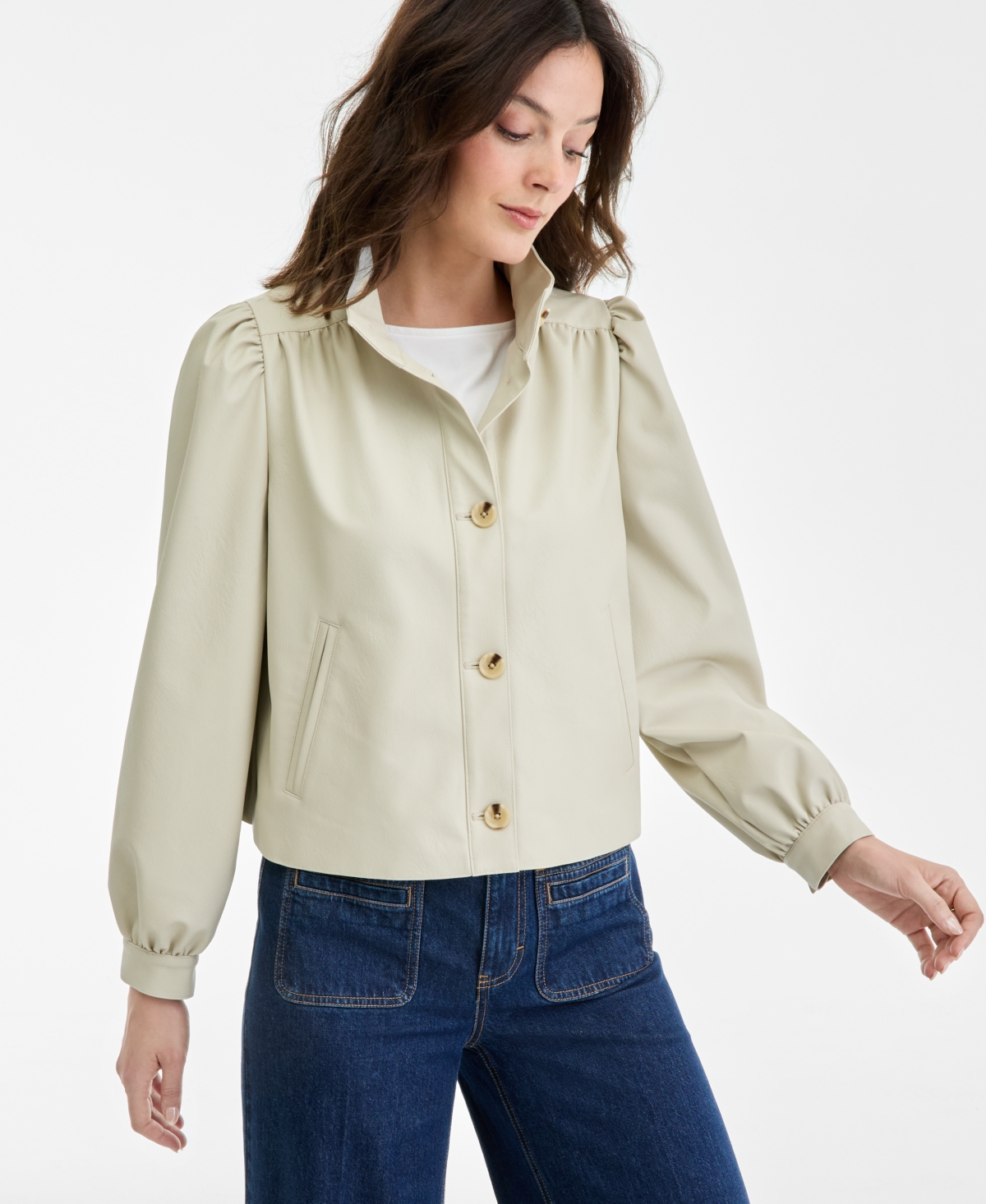 On 34th Women's Femme Cropped Faux Leather Jacket, Macy's Exclusive