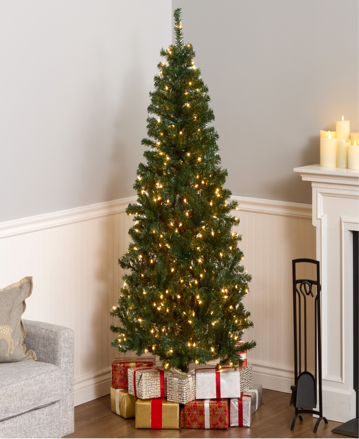 National Tree Company Acacia Pre-lit Christmas Tree with 300 Clear Incandescent or Multicolor Lights, 6'