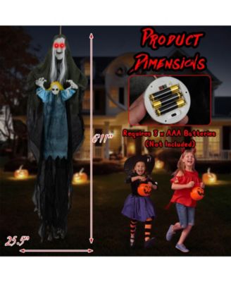 Halloween Decoration 6 11” Sound-Activated Witch Holding Ghost Girl Spooky Sound
