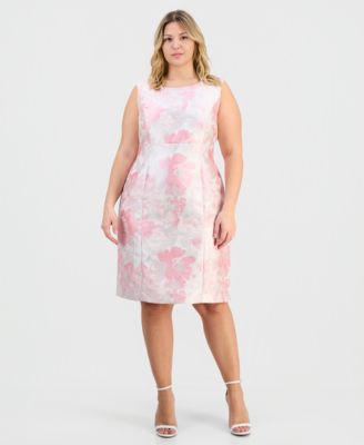 Kasper - Plus Size Jacquard Empire-Seamed Sleeveless Dress