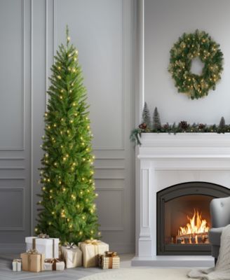 National Tree Company National Tree 6.5' Kingswood Fir Hinged Pencil Tree with 250 Clear Lights
