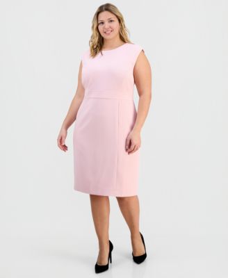 Plus Size Round-Neck Stretch-Crepe Sheath Dress