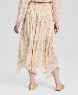 Women's Floral-Print Handkerchief-Hem Midi Skirt, Macy's Exclusive