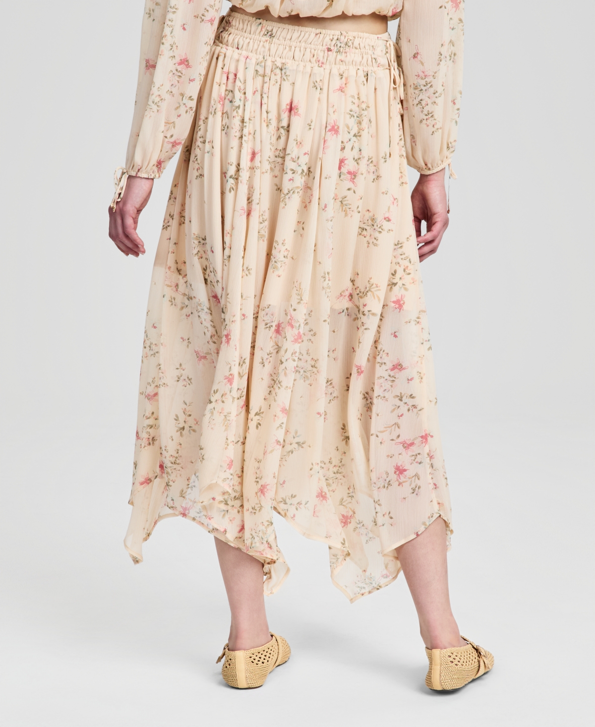 And Now This Women's Floral-Print Handkerchief-Hem Midi Skirt, Macy's Exclusive