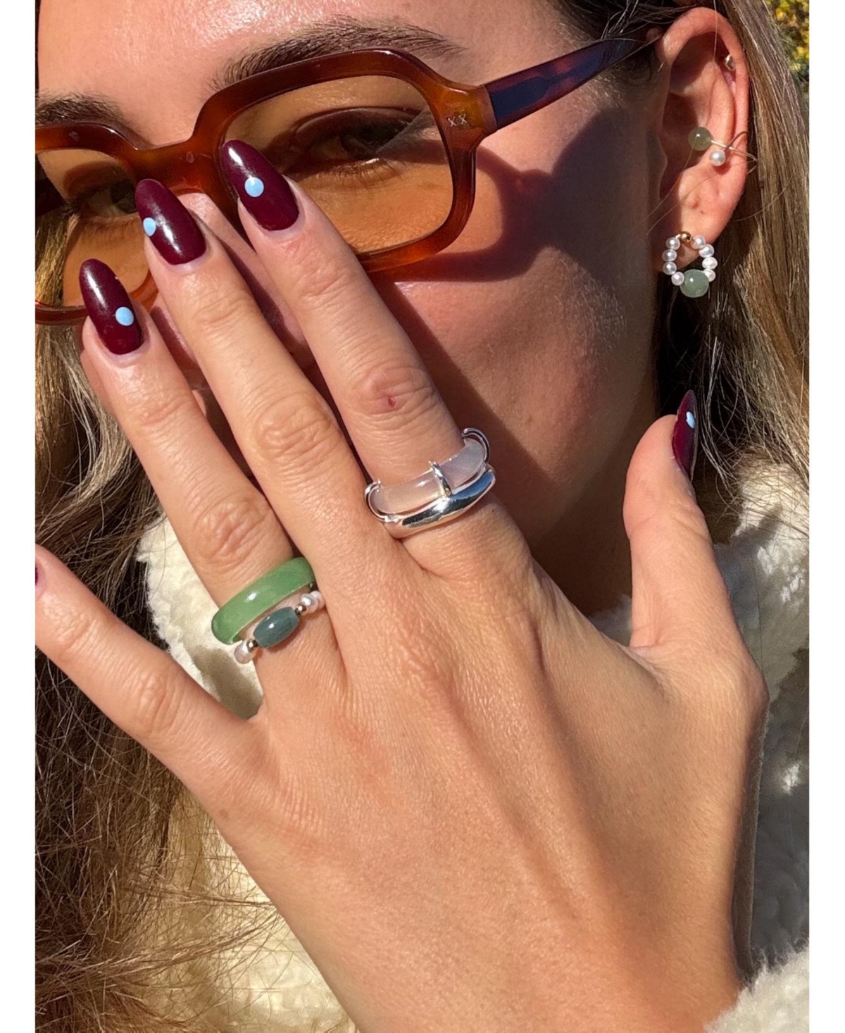 seree Lilac — Chunky green and purple jade ring