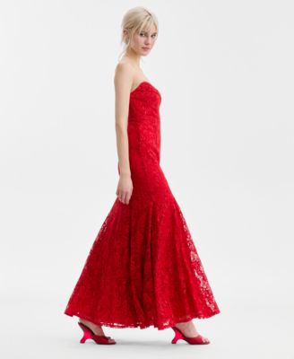 Juniors' Strapless Lace Mermaid Gown