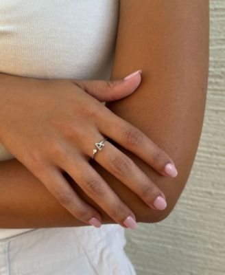 Silver Adjustable CZ Initial Ring