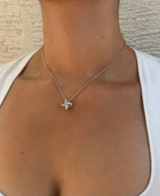 Silver CZ Braided Knot Necklace