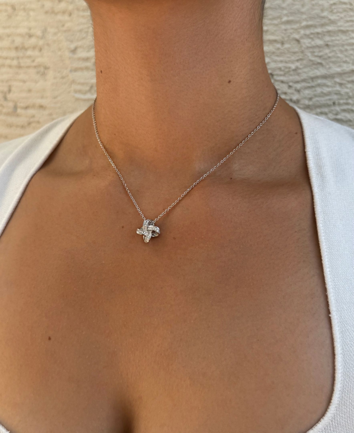 Adornia Silver Cz Braided Knot Necklace