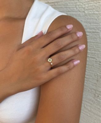 Gold CZ Open Band Clover Ring