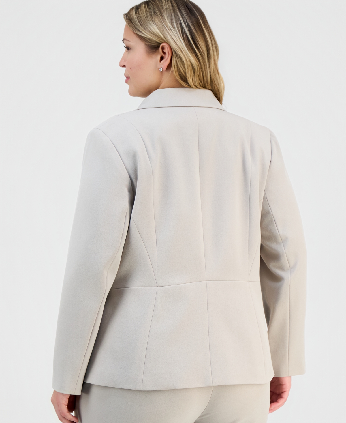 Kasper Plus Stretch-Crepe Single-Button Jacket