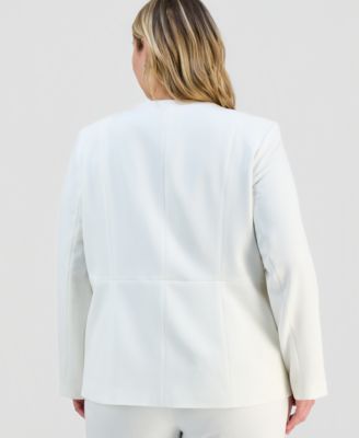 Plus Size Stretch Crepe Button-Front Jacket 