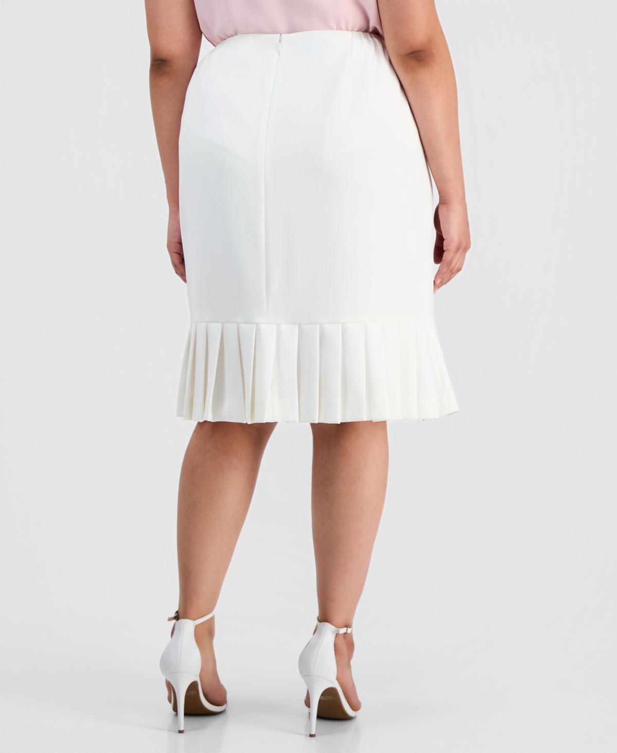 Kasper Plus Pleat-Trim Stretch Crepe Skirt