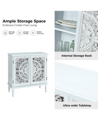 Ismenides Transitional 32" Tall 2-Door Accent Cabinet with Floral Design