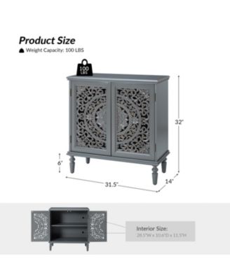 Ismenides Transitional 32" Tall 2-Door Accent Cabinet with Floral Design