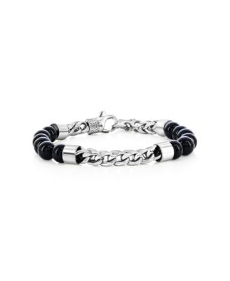 Stainless Steel Genuine Bead & Chain Bracelet