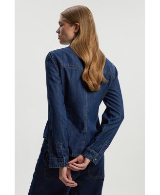 Women's Denim Pussybow Blouse