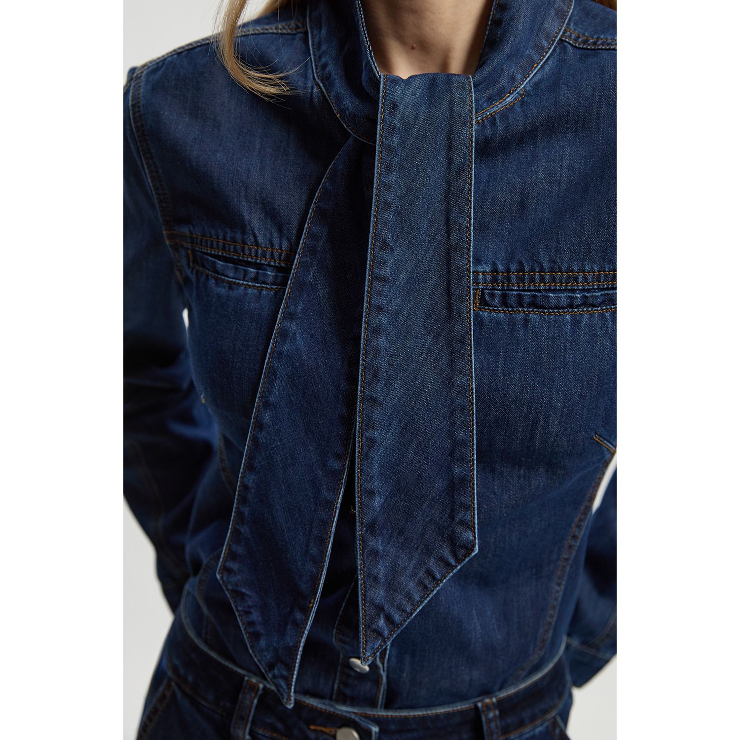 Women's Denim Pussybow Blouse