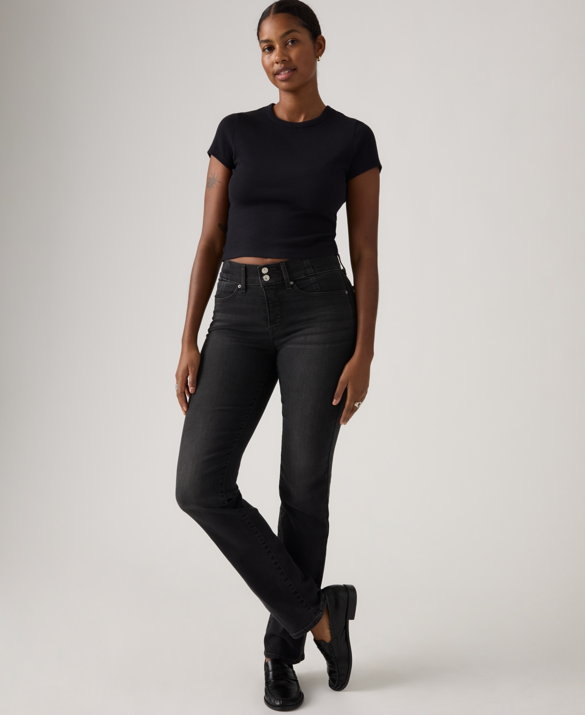 Levi's Juniors' 314 Corset Straight Stretch Jeans In Black
