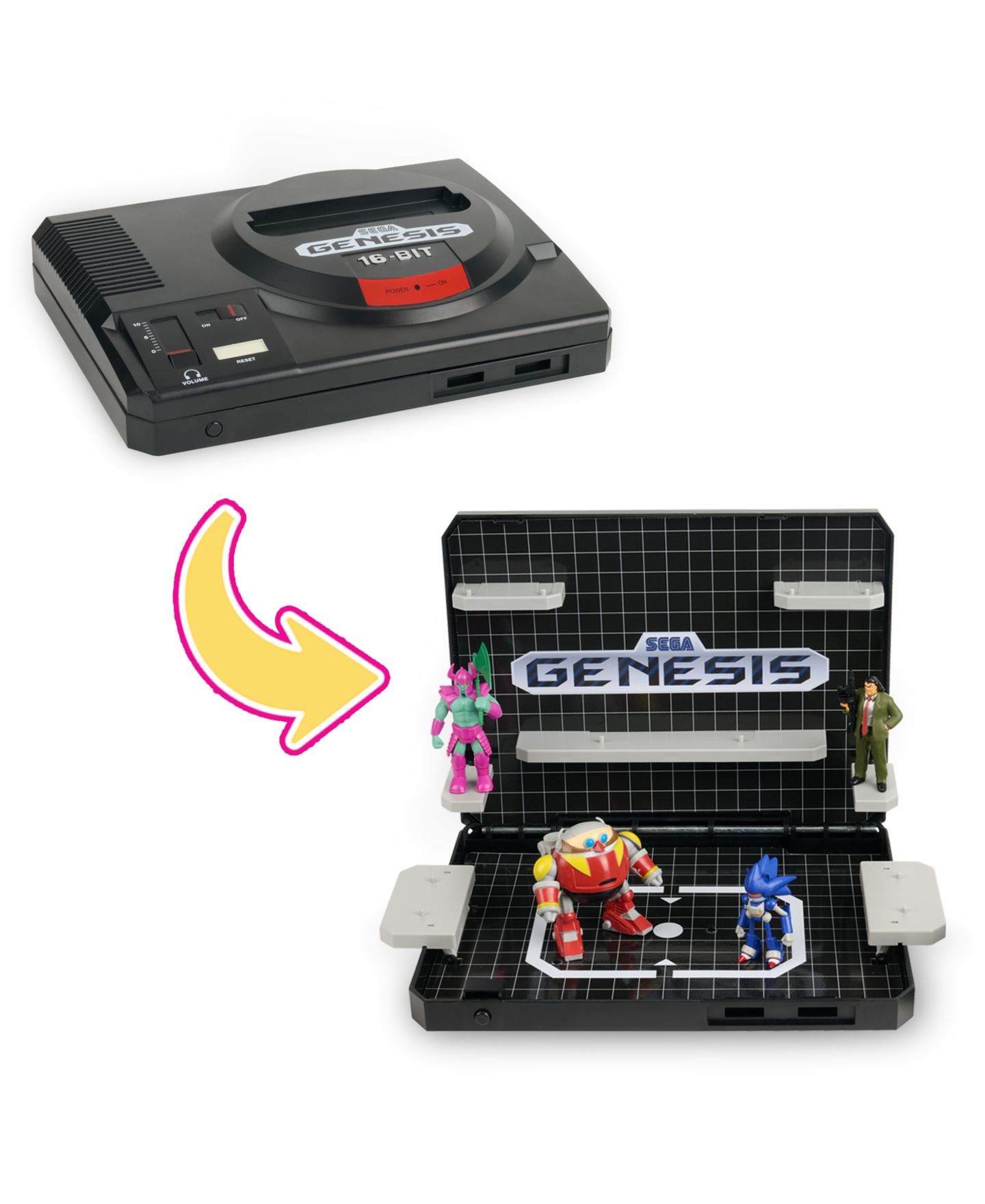 Детские фигурки Wilder Toys Sonic Boss Level Sega Genesis Console Display 5-Piece Set, Ages 8+ — фото 3