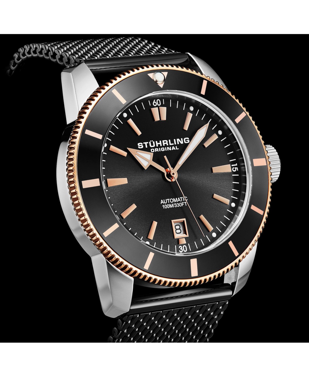Мужские часы Stuhrling Marinier 4079 Automatic 42мм с сеткой-браслетом — фото 4