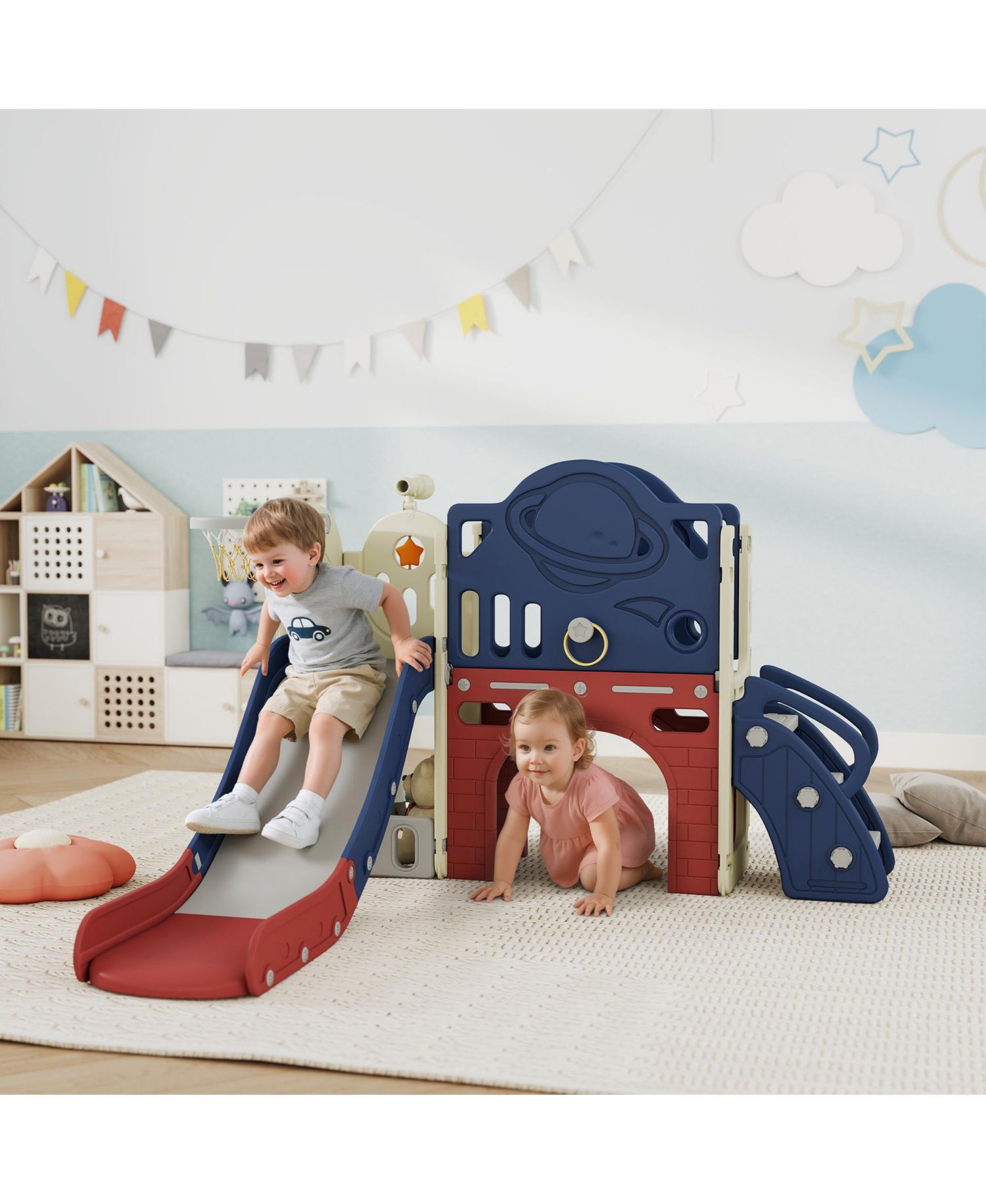 8 in 1 Toddler Slide Set for Kids Ages 1-6 Indoor Outdoor Playground