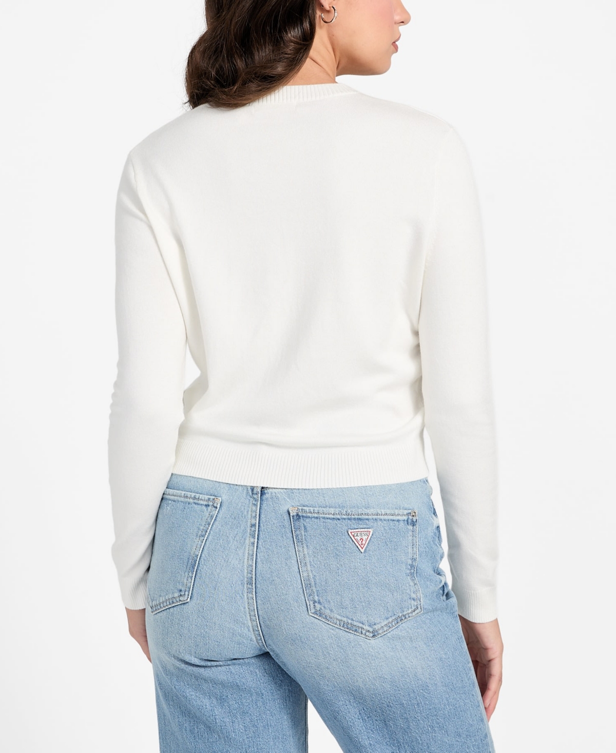 Guess Women's Long-Sleeve Crewneck Norah Logo Sweater